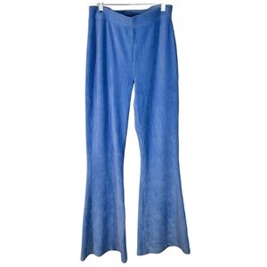 Aerie Bright Blue Corduroy Ribbed Material High Rise Flare Pull On Pants Medium